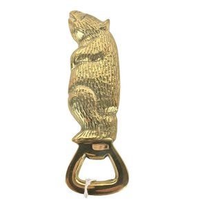 Bear Bottle Opener Metal Gold Colored 5 Inches Earth Bound Trading Company New